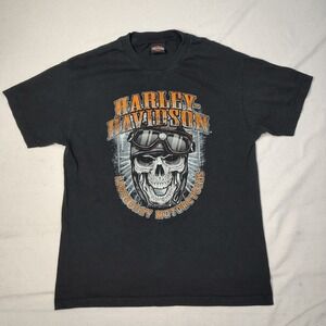 Harley-Davidson T-Shirt Men Size Large Black Skull Holeshot Mt Pleasant Michigan